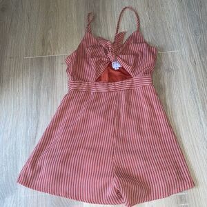 PRINCESS POLLY BURNT ORANGE STRIPED ROMPER​